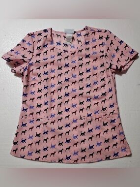 Veterinary Apparel Company Pink Cat and Dog Scrub Top